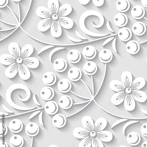 Tapety 3D elegancki-3d-bezszwowy-kwiecisty-wzor-wektor