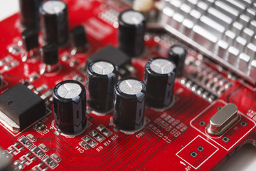 Poster - Computer motherboard components close up