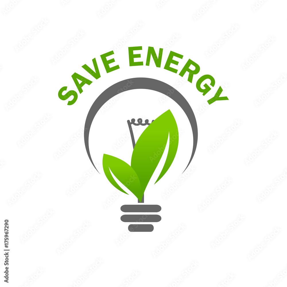 Green leaf light lamp bulb save energy vector icon Stock Vector | Adobe ...