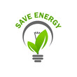 Green leaf light lamp bulb save energy vector icon