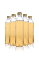 Wall Mural - bottle of ice tea with drops on white background