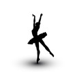 one black feminine silhouette of a ballerina on a white background
