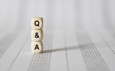 Wall Mural - Word Q AND A made with wood building blocks