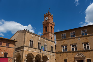 Wall Mural - Heritage buildings of Santa Maria Assunta Cathedral, Museo diocesano and Palazzo Piccolomini. - Val d'Orcia, Tuscany, Italy.