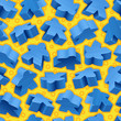 Vector board games background of blue meeples. Seamless pattern of wooden pieces for gift wrapping or wallpaper