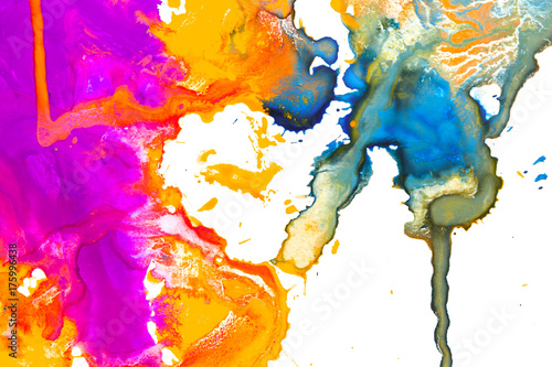 Fototeppich - Colorful paint splashes over white (von evannovostro)