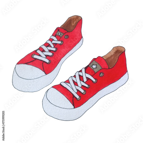 Classic canvas shoes. Red sneakers with 