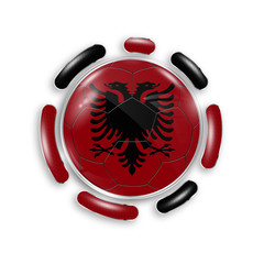 Poster - Soccer ball with the national flag of Albania. Modern emblem of soccer team. Realistic vector illustration.