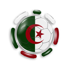 Poster - Soccer ball with the national flag of Algeria. Modern emblem of soccer team. Realistic vector illustration.