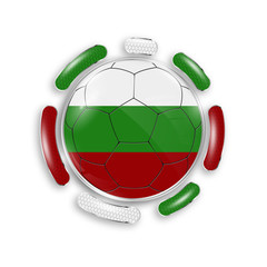 Sticker - Soccer ball with the national flag of Bulgaria. Modern emblem of soccer team. Realistic vector illustration.