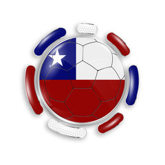 Wall Mural - Soccer ball with the national flag of Chile. Modern emblem of soccer team. Realistic vector illustration.