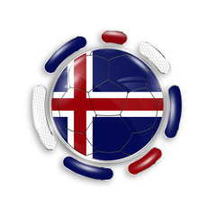 Wall Mural - Soccer ball with the national flag of Iceland. Modern emblem of soccer team. Realistic vector illustration.