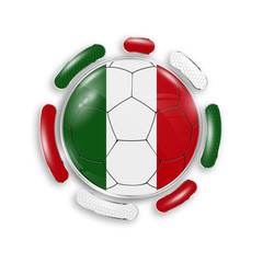 Wall Mural - Soccer ball with the national flag of Italy. Modern emblem of soccer team. Realistic vector illustration.