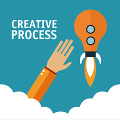 Poster - Hands in creative process icon vector illustration graphic design