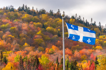 Quebec flag and fall colours in Autumn