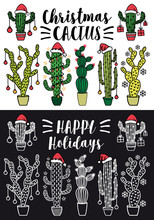 Christmas Cactus, Vector Set