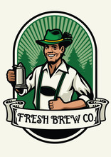 Bavarian Man Beer Brewing Badge
