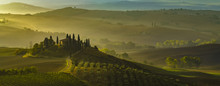 Autumn Panorama Of The Most Beautiful Area In Tuscany, Val D'Orcia Valley