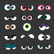 Eyes Set Vector Illustration. Funny Comic Monster Eyes