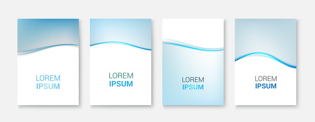 Wall Mural - set abstract blue wave white vector design.vector business brochure, flyer template