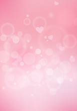 Bokeh Effect And Heart Pink Love Paper Background
