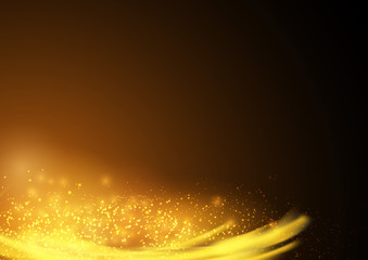 Wall Mural - bright orange glowing light sparkle background with mild swoosh wave