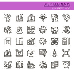 STEM Elements , Thin Line and Pixel Perfect Icons.