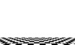 Black and white checkered abstract cosmic background with perspective view.