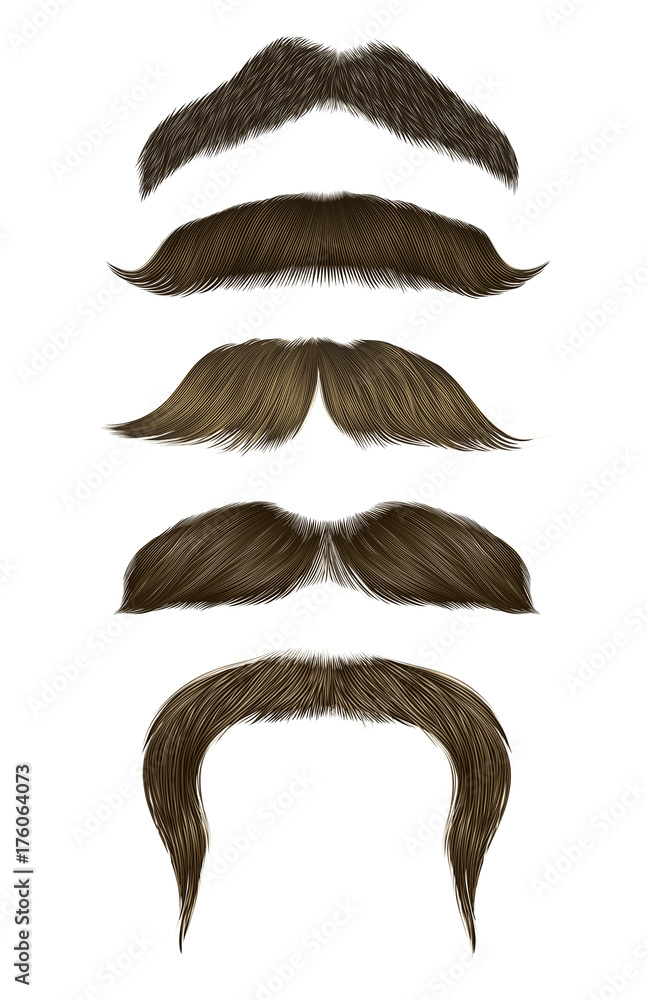 set vector mustache different colors. - obrazy, fototapety, plakaty 