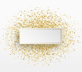 golden bright sparkles background. paper white bubble for text.