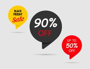 Wall Mural - 90% OFF, 50% OFF Black Friday. Sale black Tag. Discount Sticker