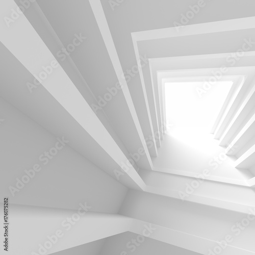 Plakat Biały budynek tunelowy. Streszczenie Architektura Tło. Renderowanie 3D
