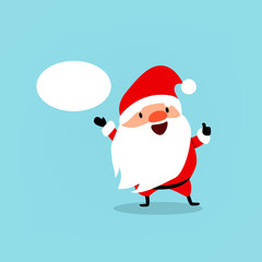 Wall Mural - Santa Claus with pointer. Cute Christmas symbol. Element from the collection of Santa Clauses with different emotions and New Year's objects. Vector isolated on blue