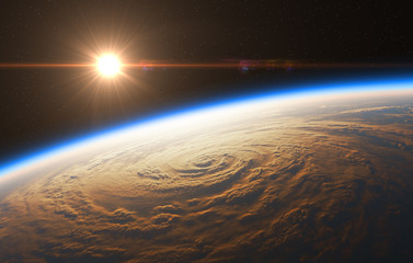 Wall Mural - beautiful sunrise on the background of hurricane