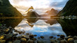 Beautiful Sunrise in Milford Sound, New Zealand