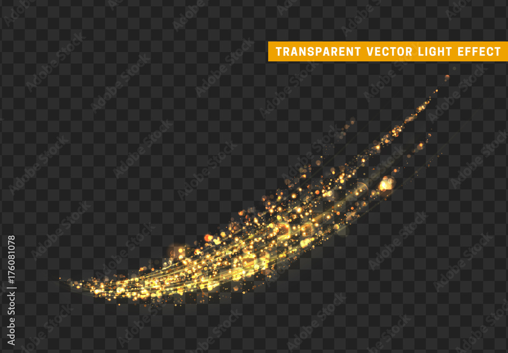 Magic light effect. Stardust golden glitter. Sparkle star dust vector ...