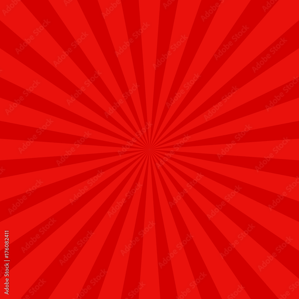 Red retro abstract sun ray background - vector graphic design with ...