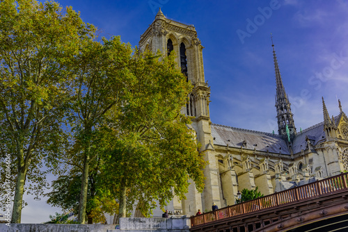 Plakat Notre Dame w Paryżu, jesienią