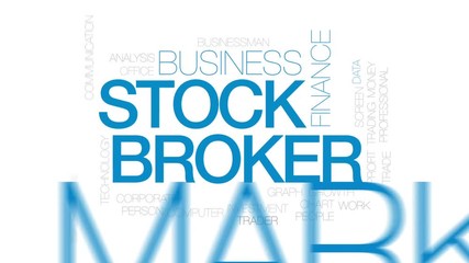 Wall Mural - Stock broker animated word cloud, text design animation. Kinetic typography.