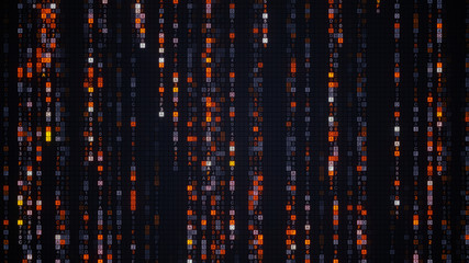 Orange matrix rain of digital HEX code