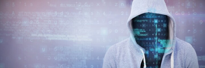 Wall Mural - Composite image of robber wearing gray hoodie