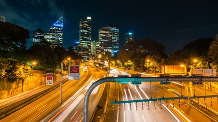 Poster - 4k timelapse video of highway traffic in Sydney at night