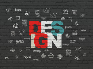 Advertising concept: Design on wall background