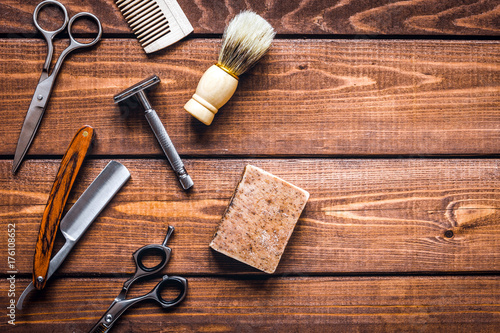 Fotografie, Obraz Tools for cutting beard barbershop top view