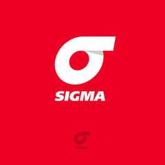 sigma logo. sigma flat emblem. greek letter sigma on a red background.
