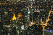 New York Skyline At Night From Empire State Building.