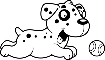 Canvas Print - Cartoon Dalmatian Chasing Ball