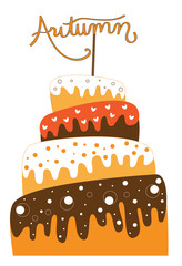 Wall Mural - Cute Autumn Fall Harvest Cake