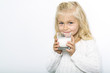 © Louis-Paul Photo - Cute girl 4-5 year old posing in studio with milk