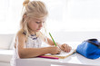 © Louis-Paul Photo - little girl drawing in the kitchen table